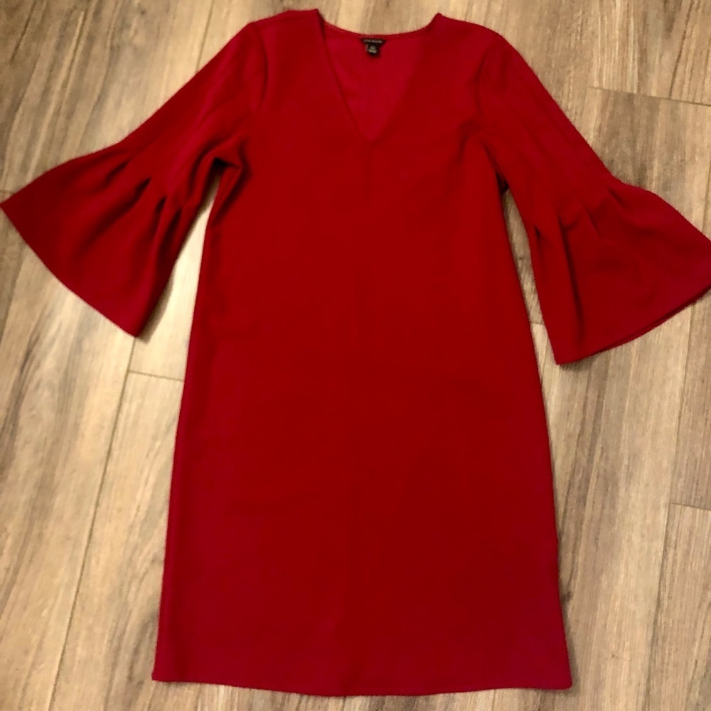 Ann Taylor red bell sleeve shift dress size XXS